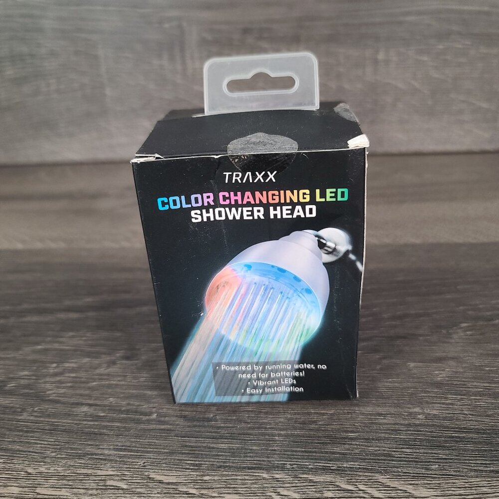 New Traxx Shower Head LED Color Changing Powered by Running Water